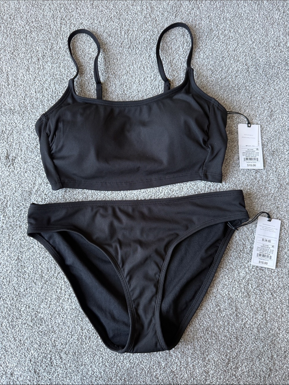 Shade & Shore Women’s Black Ribbed Bikini Set